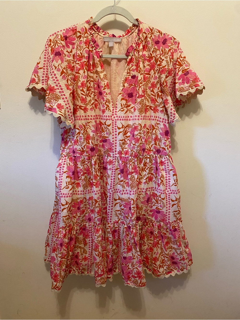 Chelsea28 pink floral print mini dress size large